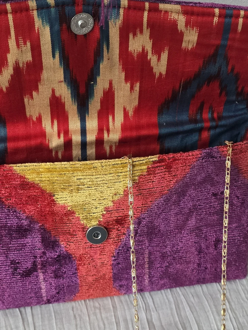 Handcrafted Purple Tassel Foldover Clutch